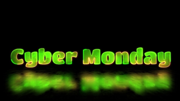 Looping neon glow effect cyber monday word black background