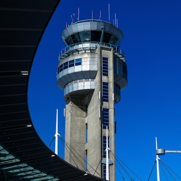 low angle view of control tower against sky