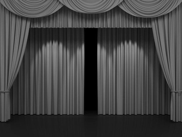 Luksuriøse scene- eller vindusgardiner realistisk 3D-illustrasjon