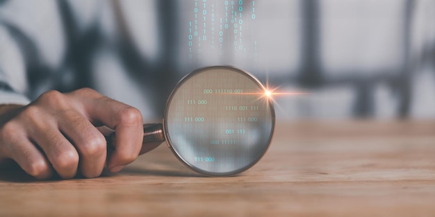 man holding a magnifying glass Searching and browsing the Internet Search engine optimization S