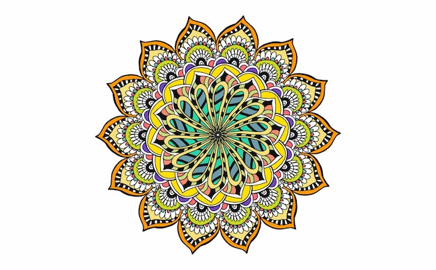 Mandala coloring book hand drawn print antistress ornament folk style vintage retro