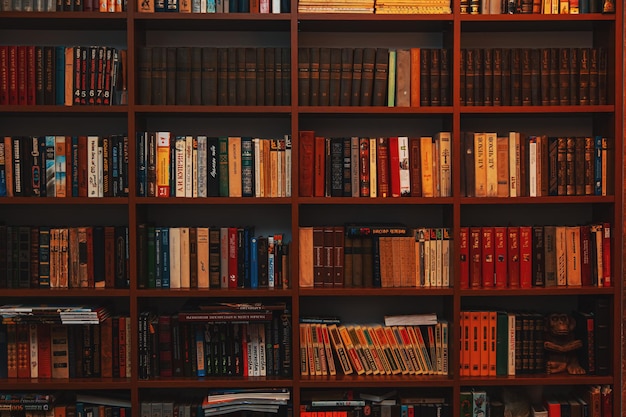 Mange gamle bøker i en bokhylle i biblioteket