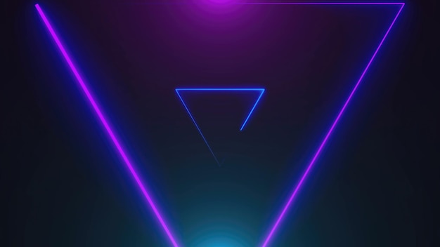 Many neon triangles in space abstract computer generated backdrop 3D render