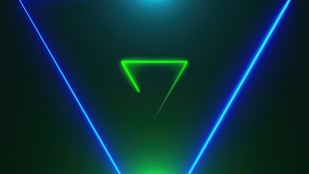 Many neon triangles in space abstract computer generated backdrop 3D render