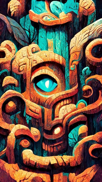mayan ancient cultural ruins in the forest 3d illustration