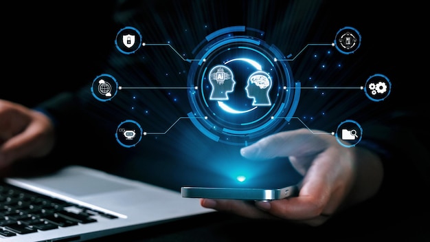 Menneskelig interaksjon med AI, kunstig intelligens, hjerneprosess, generativ AI UUID
