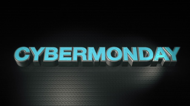 Metall 3D-tekst Cyber mondey med refleksjon og lys