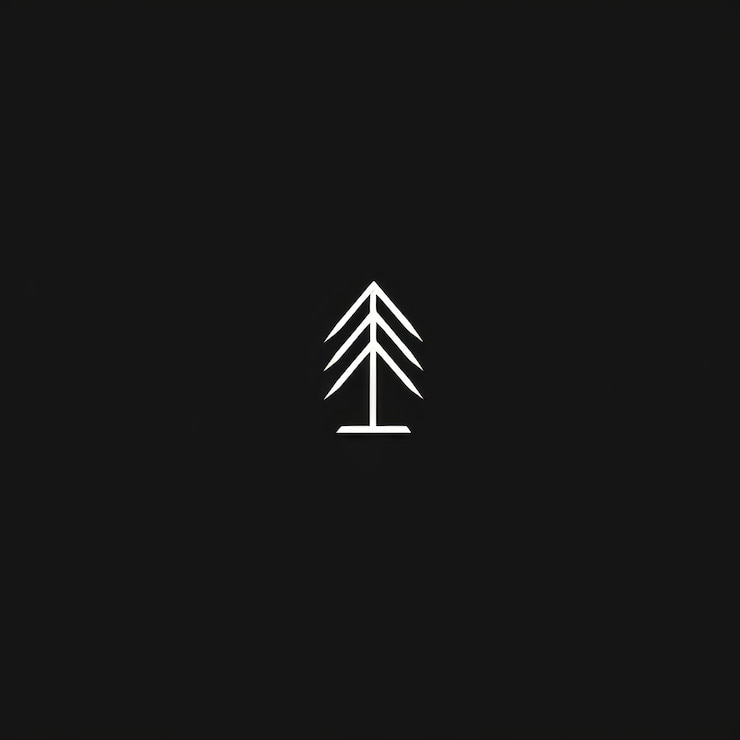 Foto minimalistic black and white logo with tree grow
