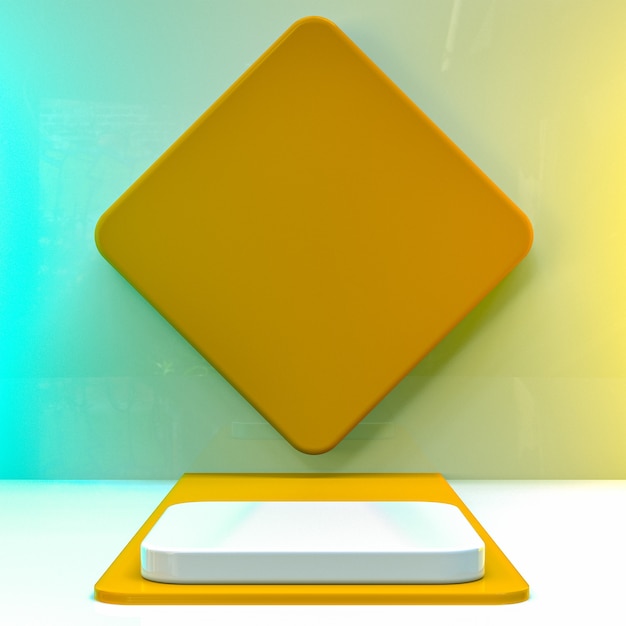 Minimalistisk 3D abstrakt produktscenebakgrunn med geometrisk form gul bakgrunn