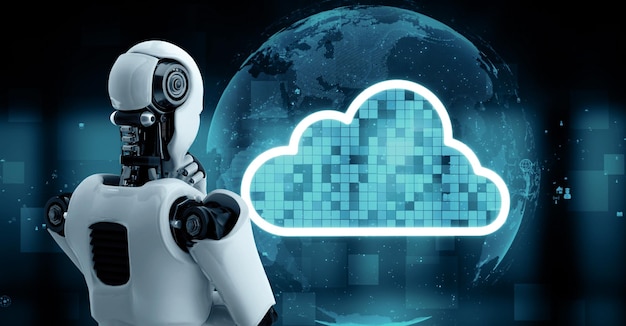 Mlb ai robot huminoid uses cloud computing technology to store data on online server