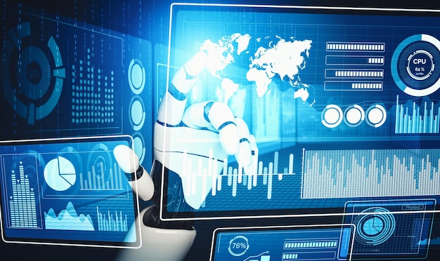Mlb futuristic ai thinking of droid robot artificial intelligence concept