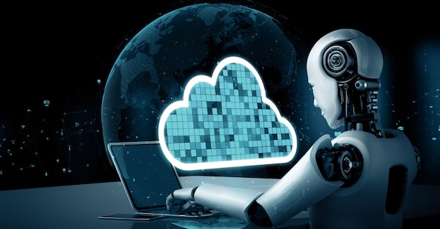 Mlp ai robot huminoid uses cloud computing technology to store data on online server