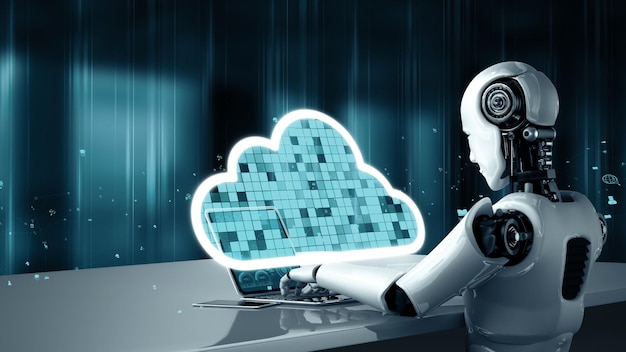 Mlp ai robot huminoid uses cloud computing technology to store data on online server