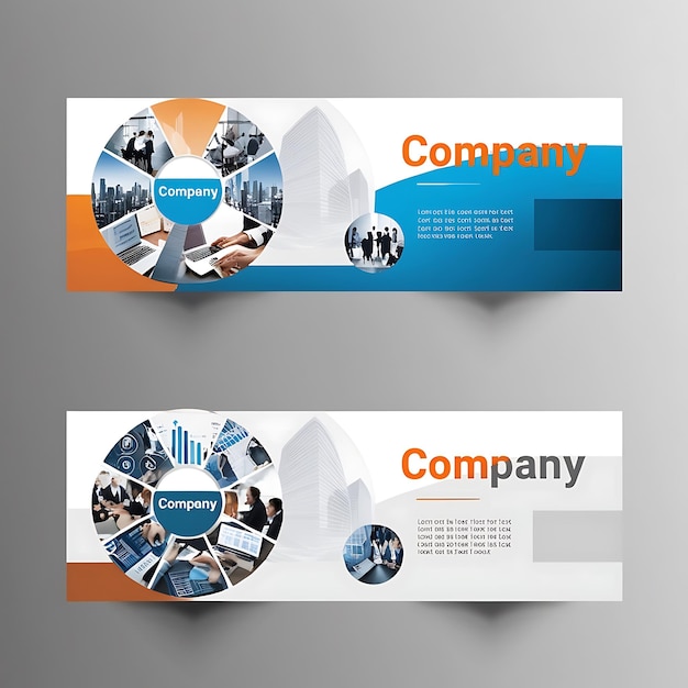Modern banner with white and orange geometric shapes