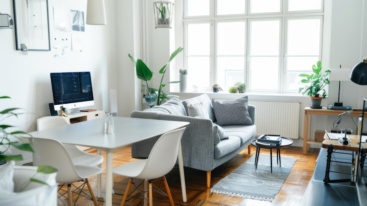 Foto modern home office space with natural light and stylish decor
