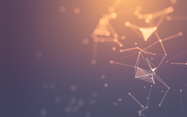 molecules technology with polygonal shapes connecting dots and lines