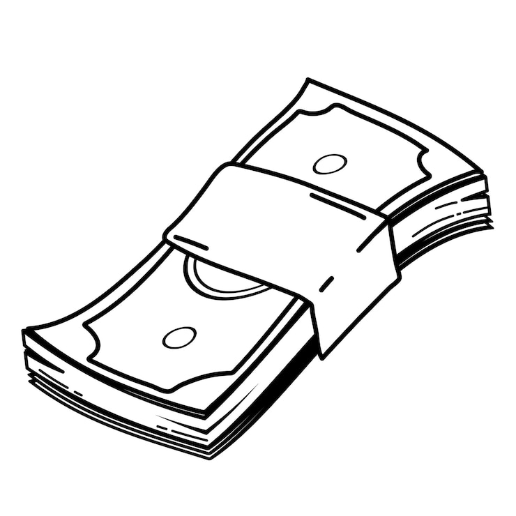 Foto money png doodle sticker black white illustration transparent background