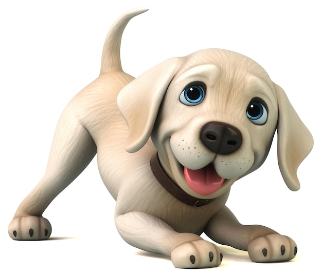 Morsom 3D-tegneserie av hvit labrador retriever