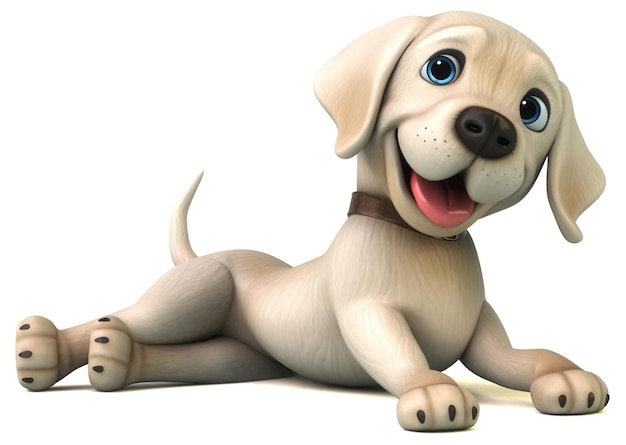 Morsom 3D-tegneserie av hvit labrador retriever