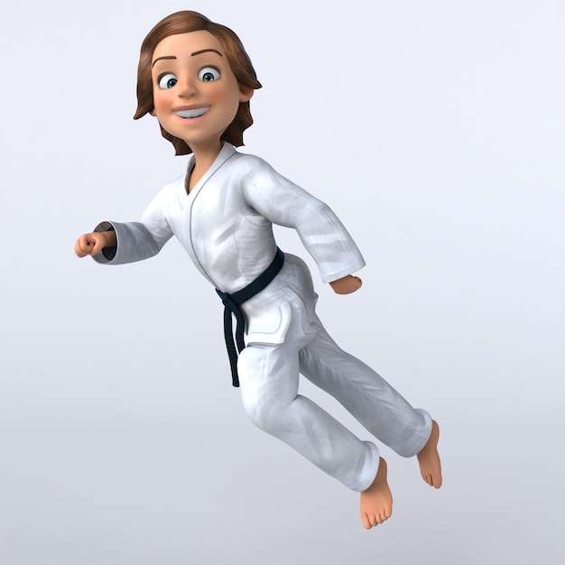 Morsom 3D-tegneserieillustrasjon av karatejente