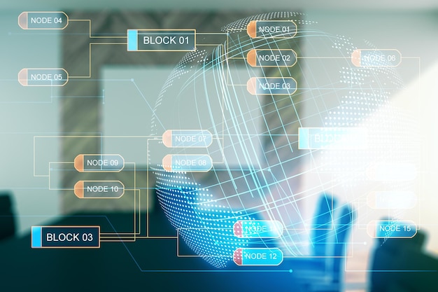multi exposure of abstract creative coding sketch and world map on a modern conference room background artificial intelligence and neural networks concept