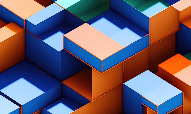 multicolored 3d objects, abstract background