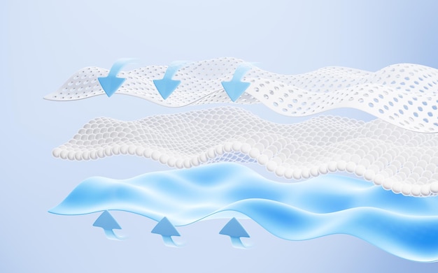 Multiple layers of waveshaped design for the mattress background Suite for the presentation of diaper wet wipes sanitary pads mattresses and so on 3d rendering