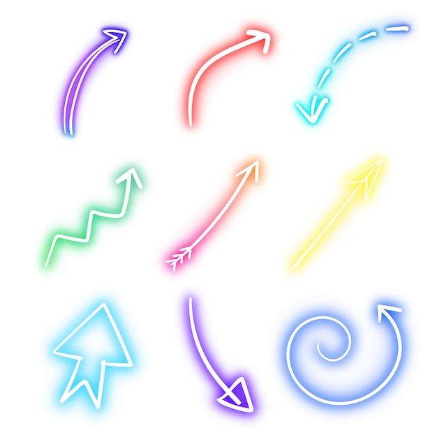 Neon arrows sign set design element