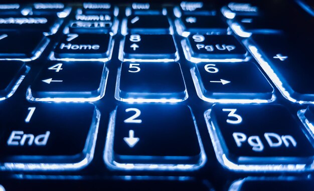 Neon keyboard with enter button Focus on the enter button