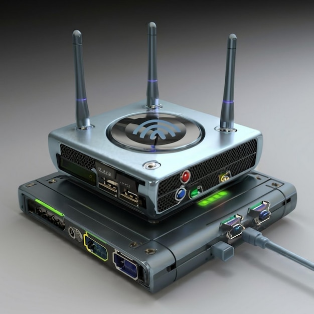 new modern wifi repeater on light gray background