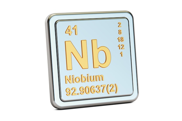 Niobium Nb chemical element sign 3D rendering