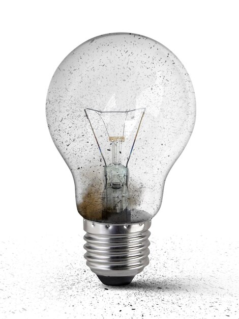 Old light bulb isolated on white background