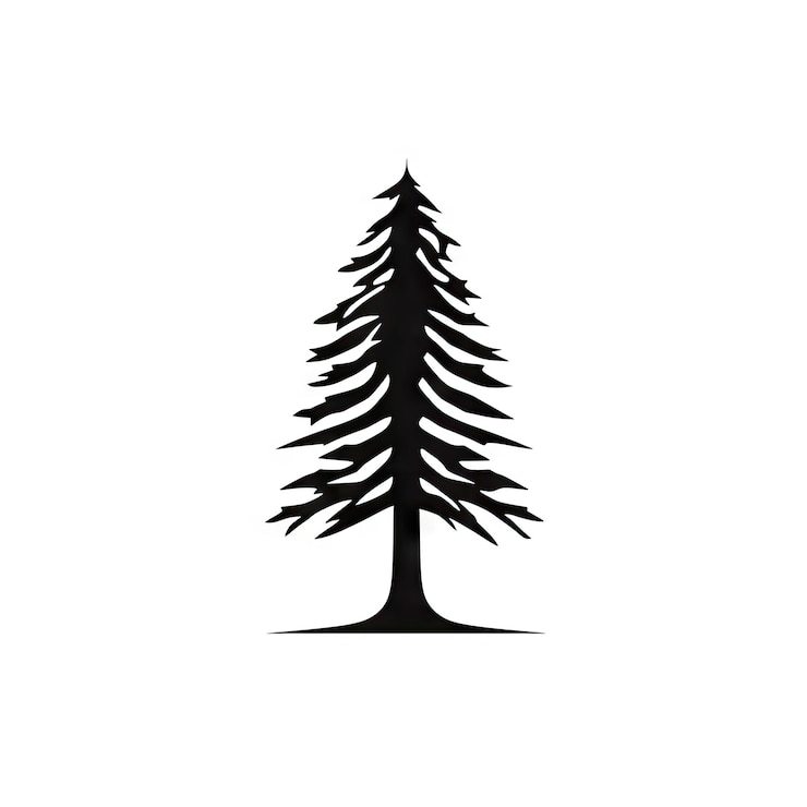 Foto old pine tree silhouette on white background ai generative illustration large coniferous plant black icon fir forest recovery and protection