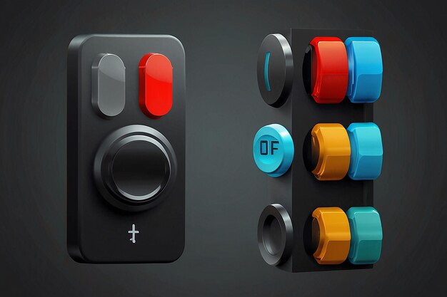 on off toggle switch interface buttons 3d vector icon cartoon minimal style