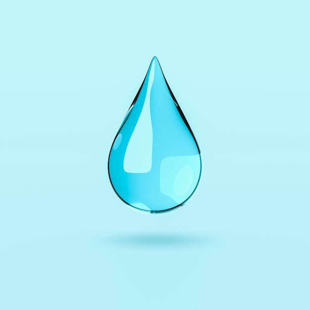 One Water Drop on Blue Background