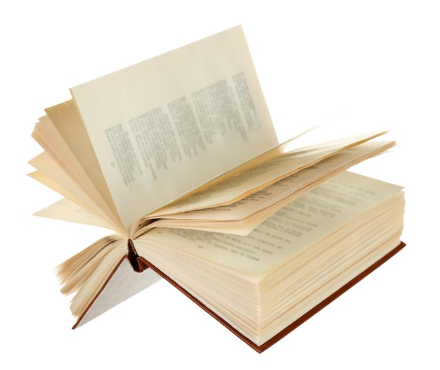 Opened book isolated on white