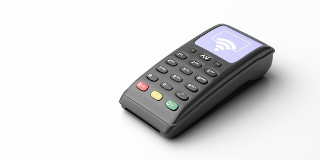 Payment machine POS terminal isolated on white background 3d illustration