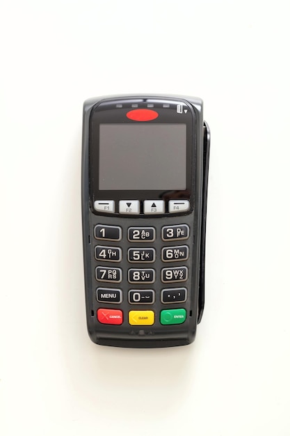 Payment machine POS terminal isolated on white background