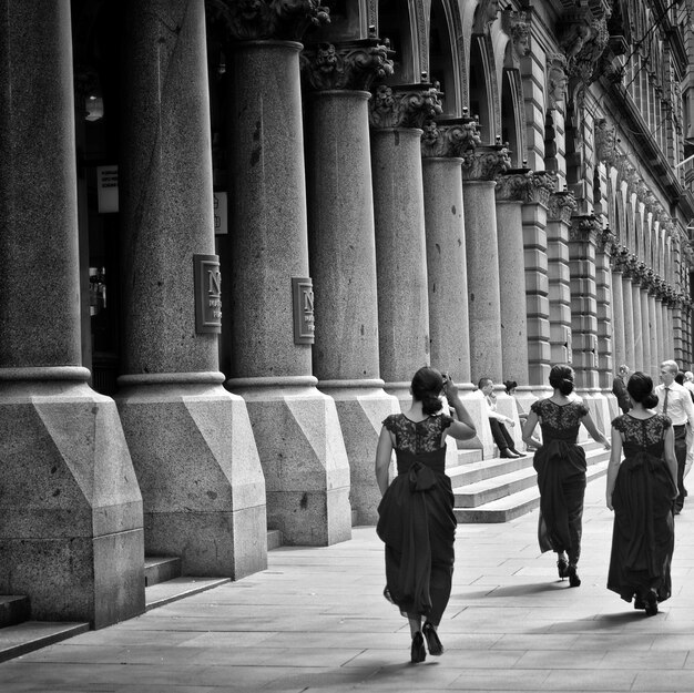 People walking in alley