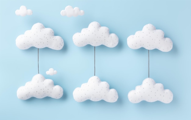 Photo Backdrop or Wallpaper Blue Background with Handcrafted Clouds for a Childs Room