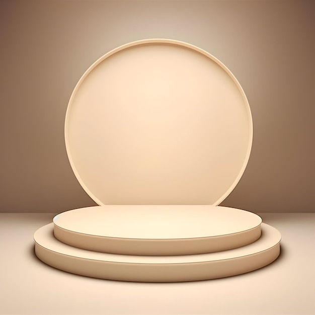 photo circle pedestal on cream beige podium mockup for packaging presentation generative ai