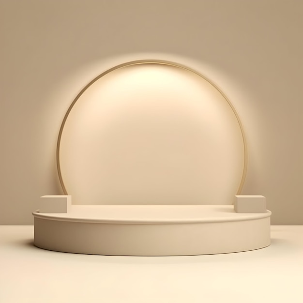 Photo Scene with minimal off white 3d podium generative ai