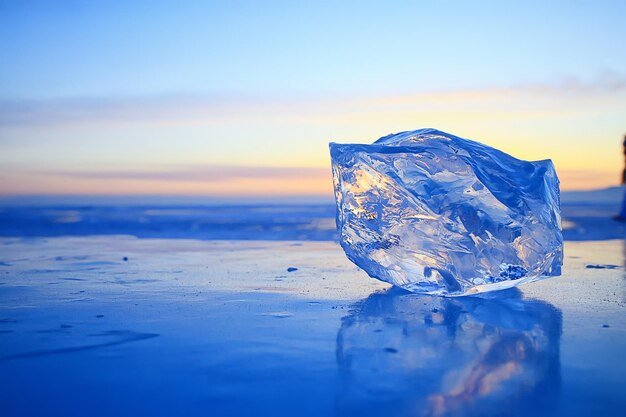piece of ice baikal on ice, nature winter season crystal water transparent outdoor