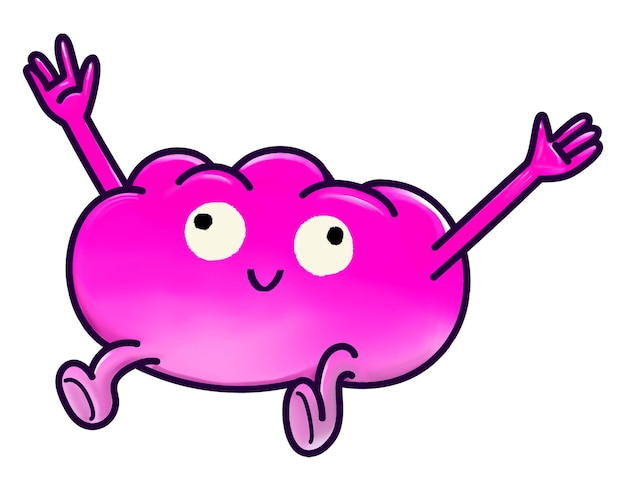 Pink brain cartoon png sticker transparent background