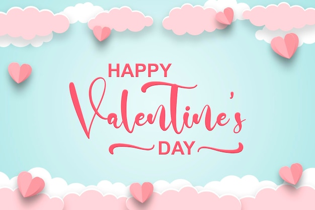Pink sky background Valentines day concept Vector illustration banner