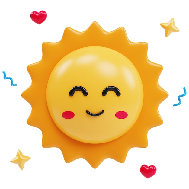 Playful Cute Sun Emojis 3D Icon Illustration