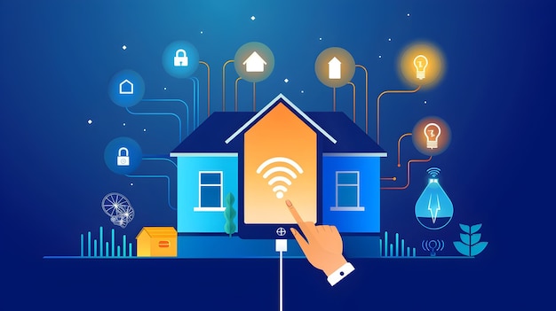 plugging in smart home device innovative modern technology concept