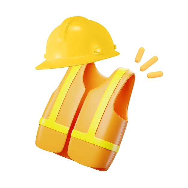 PNG 3D safety vest helmet element illustration transparent background