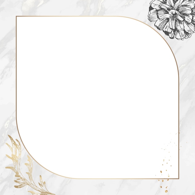 Png botanical marble design border frame transparent background