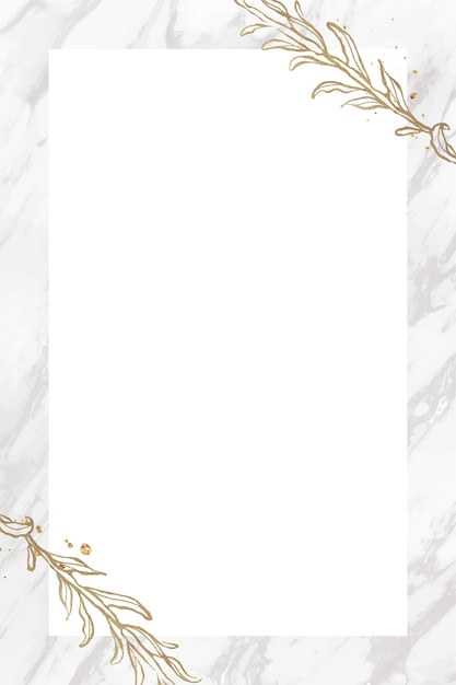 Png botanical white marble border frame transparent background